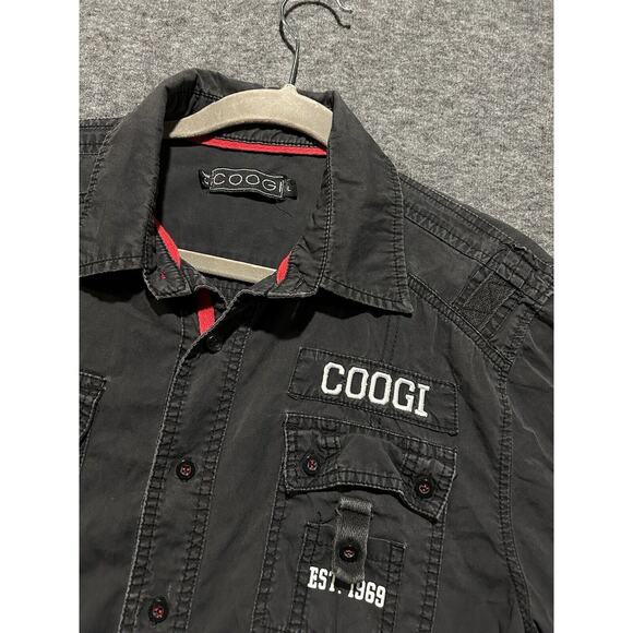 Coogi Shirt Men Size Large Black Button Up Short Sleeve - Picture 2 of 9